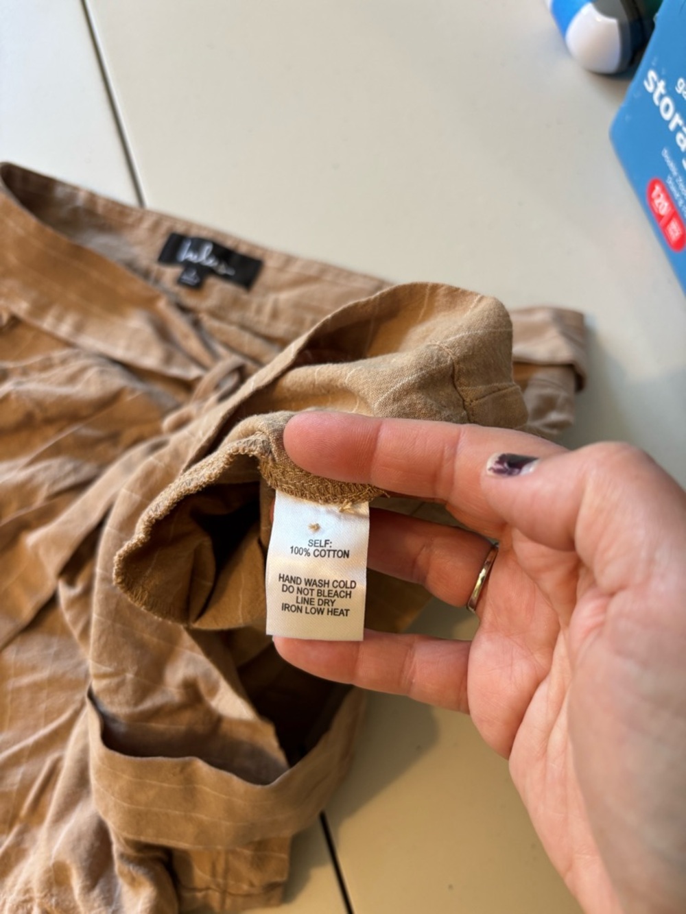 Lulus Paperbag High Waist Shorts Brown Size Large PinStripe Tie Belt Lightweight - Picture 6 of 10